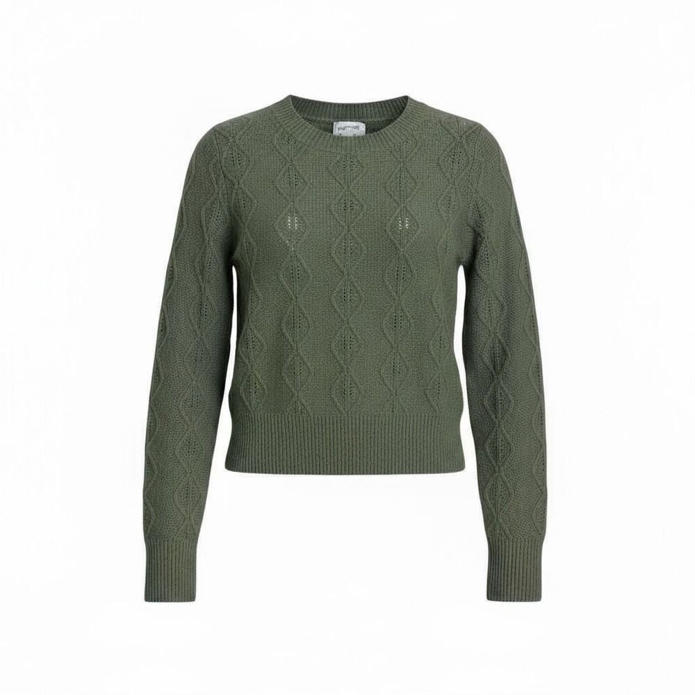 Hippie Rose NWT Cable Knit Textured Crew Pullover Sweater Willow Green Size XS
